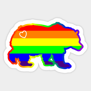 Gay Fathers And Mothers Day LGBTQ Rainbow Bear Heart Sticker